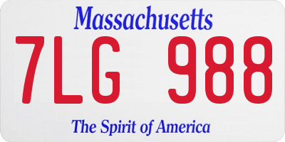 MA license plate 7LG988