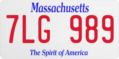 MA license plate 7LG989