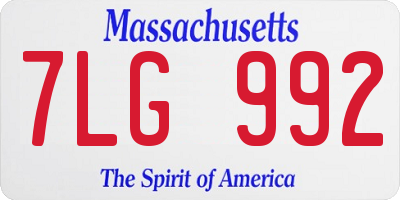 MA license plate 7LG992