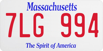 MA license plate 7LG994