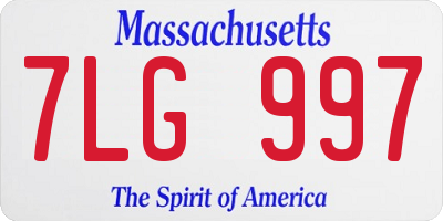 MA license plate 7LG997
