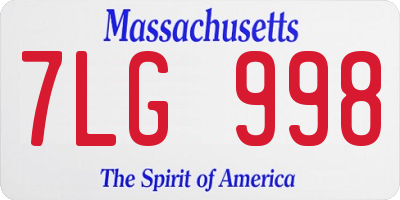 MA license plate 7LG998
