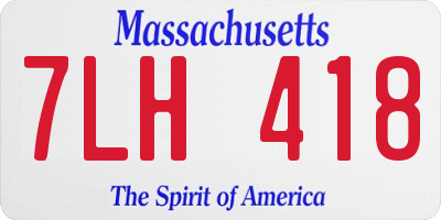 MA license plate 7LH418
