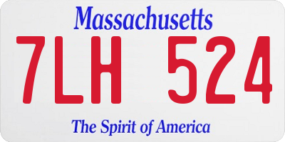 MA license plate 7LH524