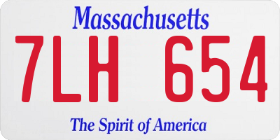 MA license plate 7LH654
