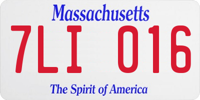 MA license plate 7LI016