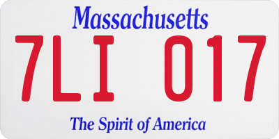 MA license plate 7LI017