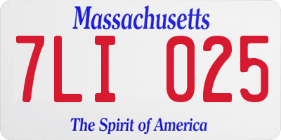 MA license plate 7LI025