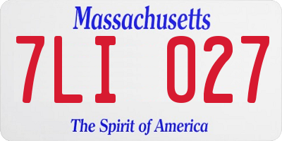 MA license plate 7LI027