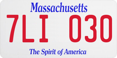 MA license plate 7LI030