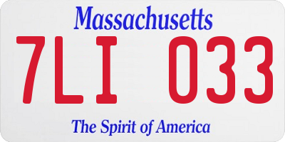 MA license plate 7LI033