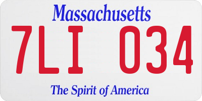 MA license plate 7LI034