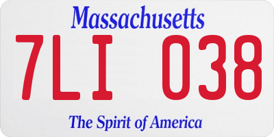 MA license plate 7LI038