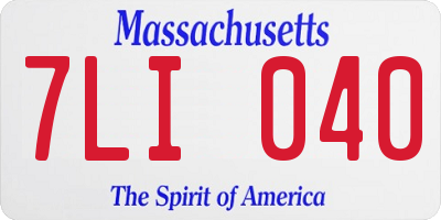 MA license plate 7LI040