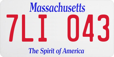 MA license plate 7LI043
