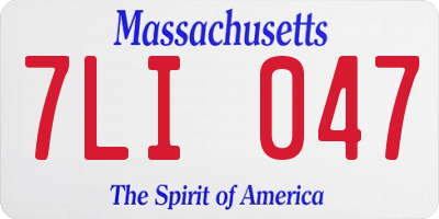 MA license plate 7LI047