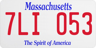 MA license plate 7LI053