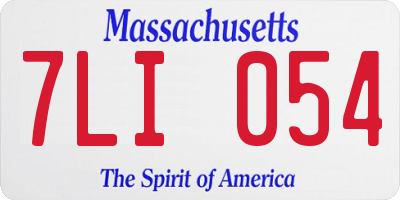 MA license plate 7LI054