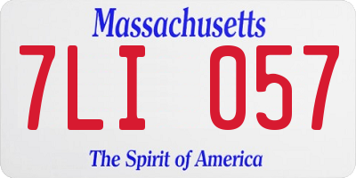 MA license plate 7LI057