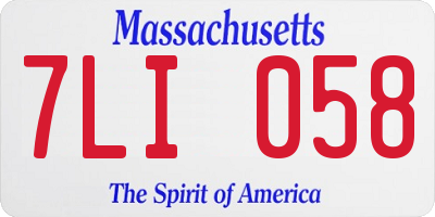 MA license plate 7LI058
