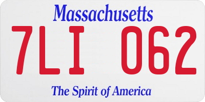 MA license plate 7LI062