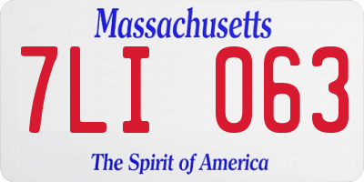 MA license plate 7LI063