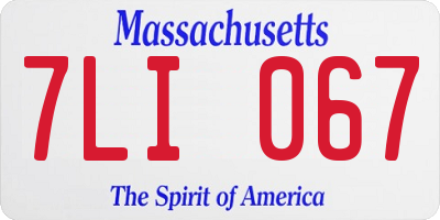 MA license plate 7LI067