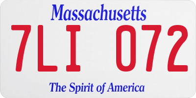 MA license plate 7LI072