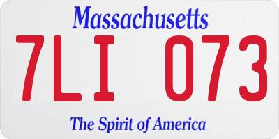 MA license plate 7LI073