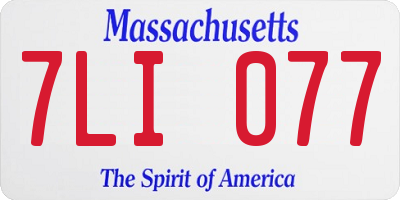 MA license plate 7LI077