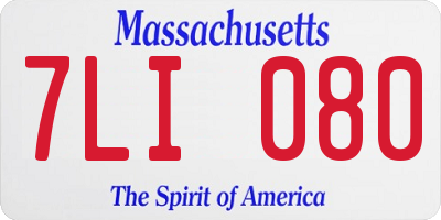 MA license plate 7LI080