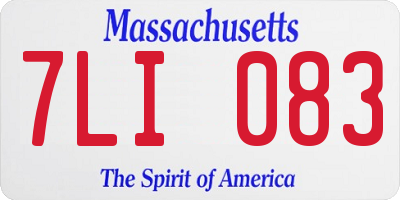 MA license plate 7LI083