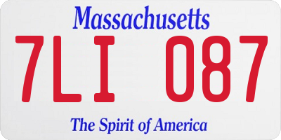 MA license plate 7LI087