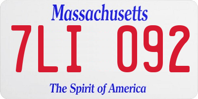 MA license plate 7LI092