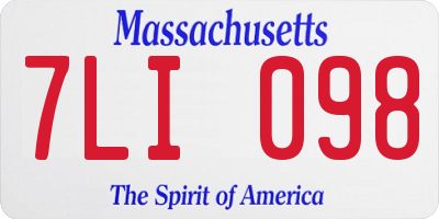 MA license plate 7LI098