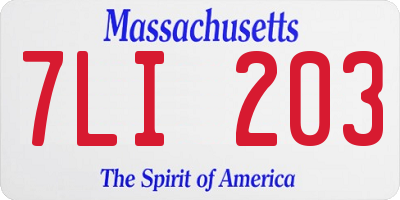 MA license plate 7LI203