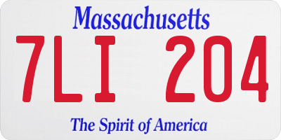 MA license plate 7LI204