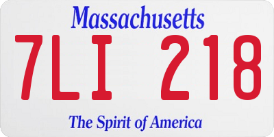 MA license plate 7LI218