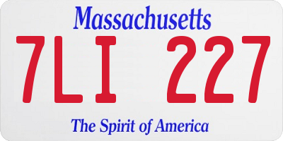 MA license plate 7LI227