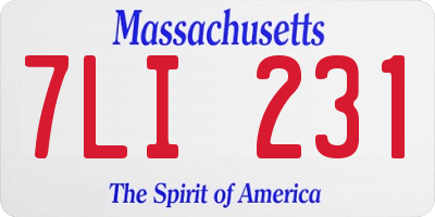 MA license plate 7LI231