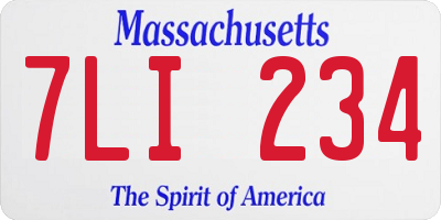 MA license plate 7LI234