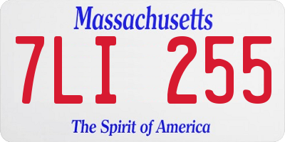 MA license plate 7LI255