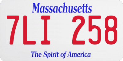 MA license plate 7LI258