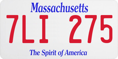 MA license plate 7LI275