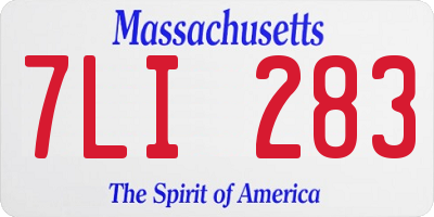 MA license plate 7LI283