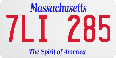 MA license plate 7LI285