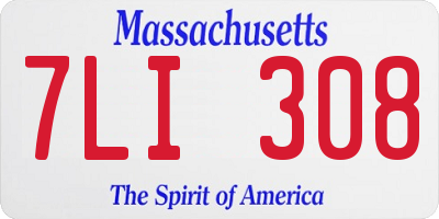 MA license plate 7LI308