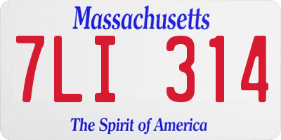 MA license plate 7LI314