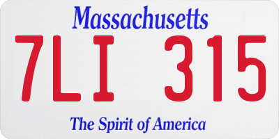 MA license plate 7LI315