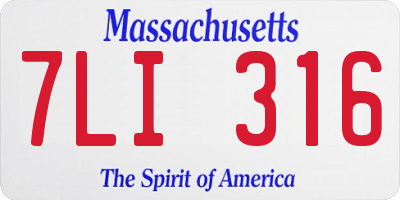 MA license plate 7LI316
